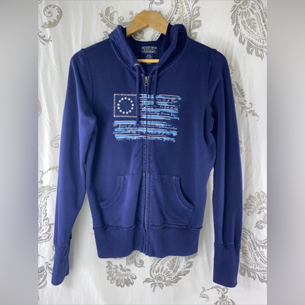 Y2K Polo Ralph Lauren Full Zip
Hoodie Sweatshirt Blue Flag
Polo Jeans Co‎